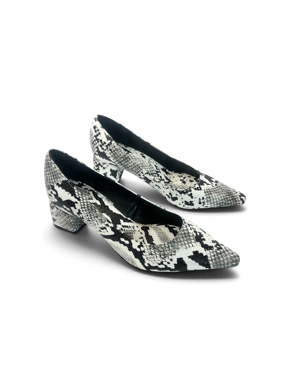 Zara Trafaluc Python Print Size 38 8 Block Heel Pointed Toe Heel Pump